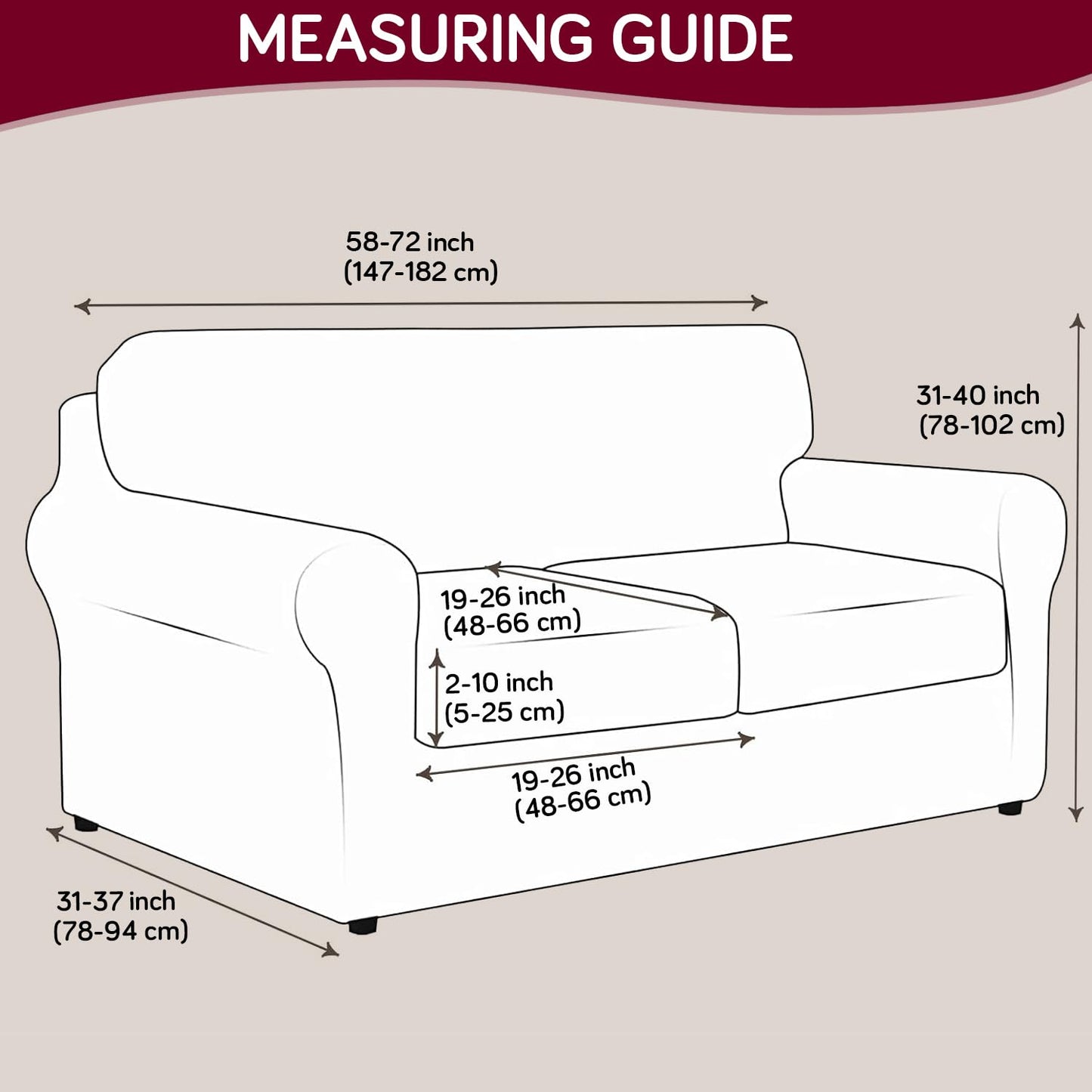 Printed Stretchable Sofa Slipcover with 1/2/3 Pc Separate Seat Cushion Cover for each 1/2/3 Seater, Spectrum Mosaic Magic