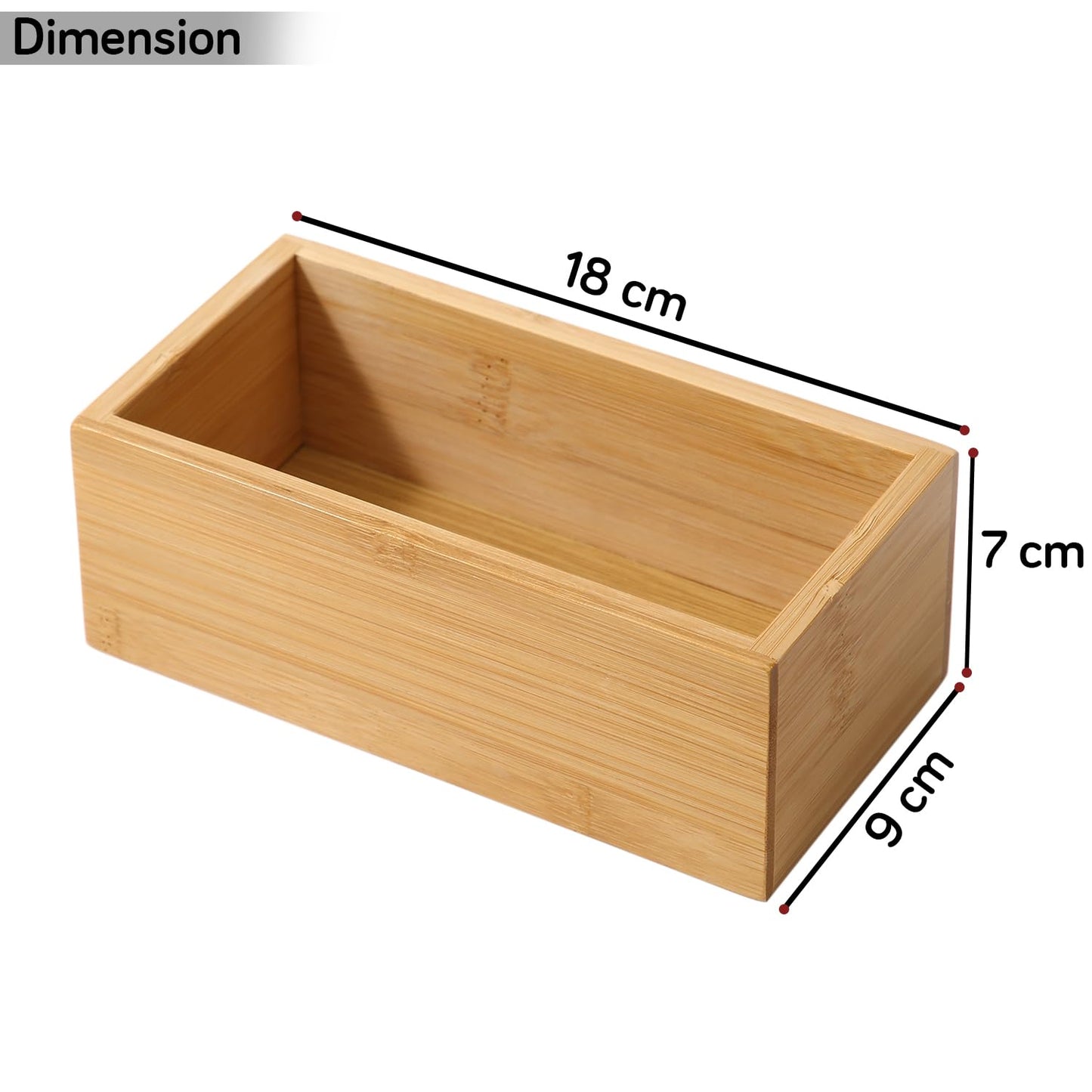 Bamboo Drawer Organizer Storage Box for Home, Bathroom, Kids Room Office Desk Organizer