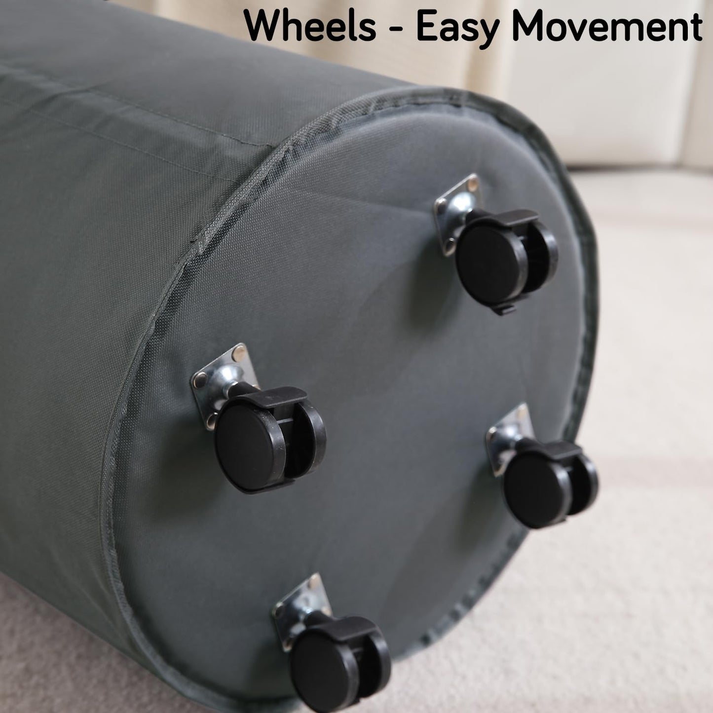 Laundry Basket Foldable Hamper With Wheels, Grey