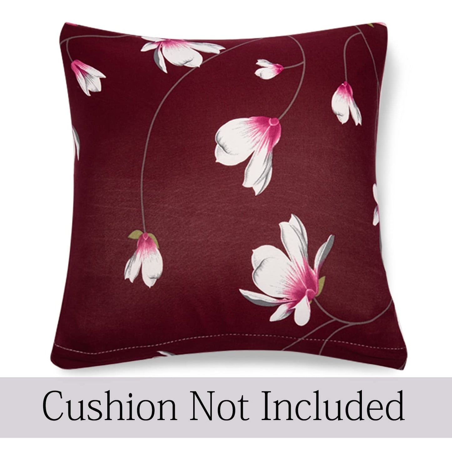 Fancy Wine Red Flowers Print zippered cushion cover online