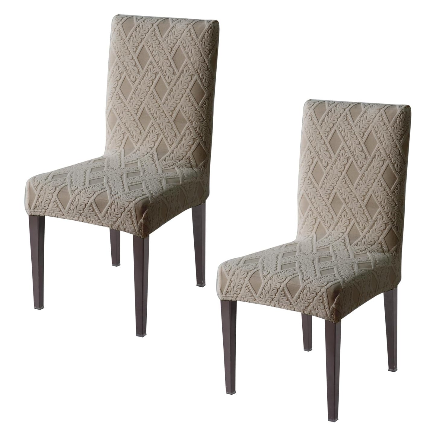 Chair Cover Set of 1/2/4/6, 190 GSM Jacquard, Buff Brown
