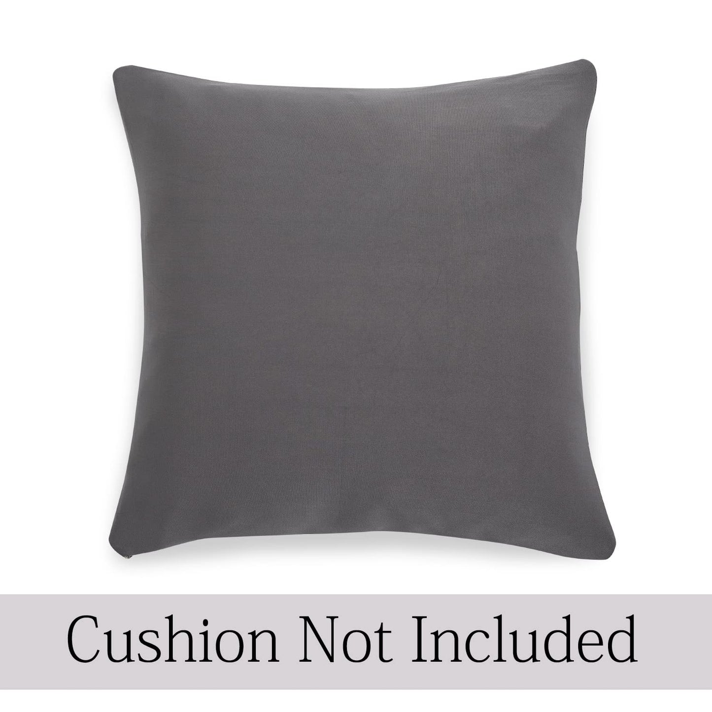 HOKIPO Stretchable Pack of 2 Plain Cushion Cover 16x16, Light Grey