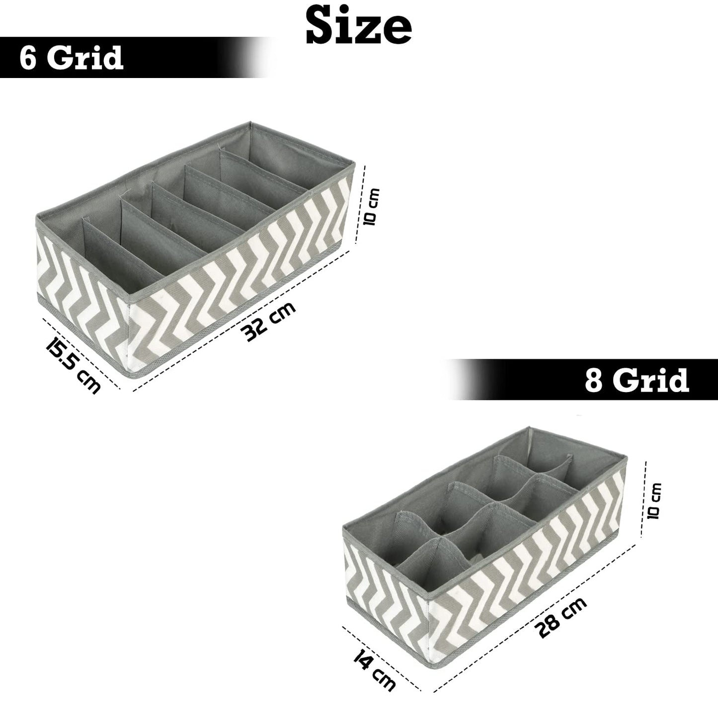 2 Pcs Undergarment Organizer Storage Box for Drawers Bra Panty Socks Tie Lingerie Organizer for Wardrobe, 8x6 Grid