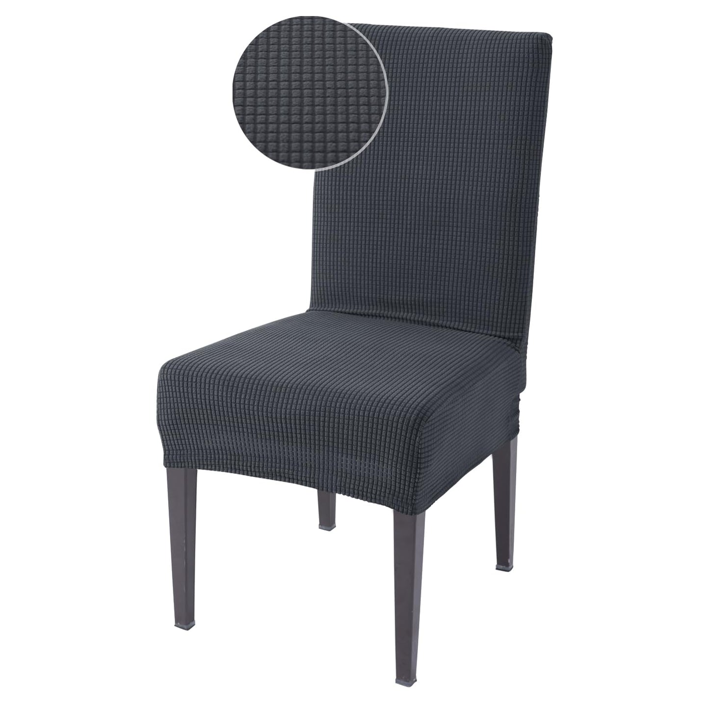 200 GSM Jacquard Set of 1/2/4/6 Dining Chair Cover, Dark Grey