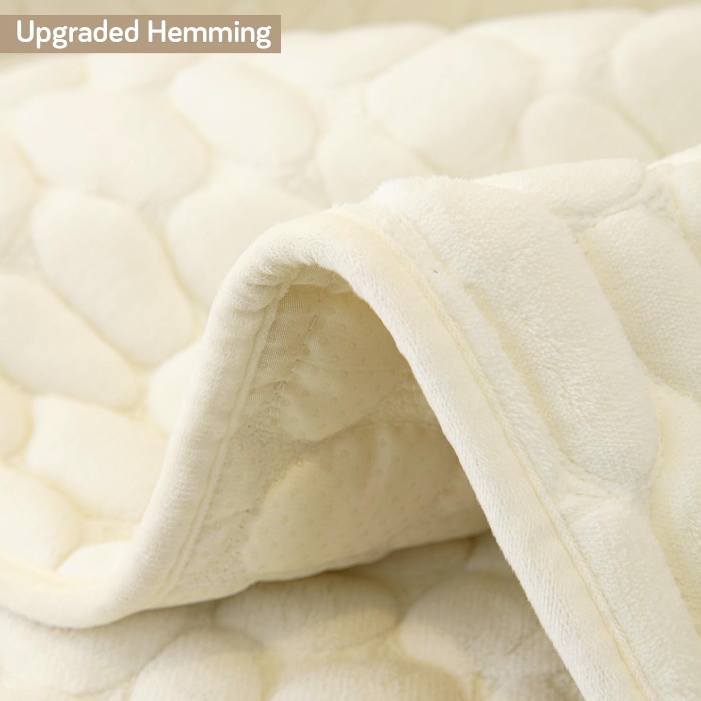 HOKIPO Premium Pebble Milk Velvet L Shape Sofa Cover Mat, Bliss White