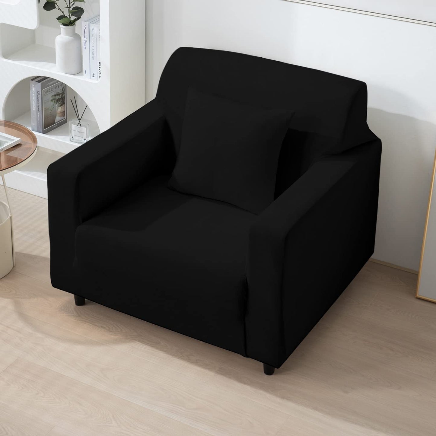1 seater Black elastic stretchable sofa cover