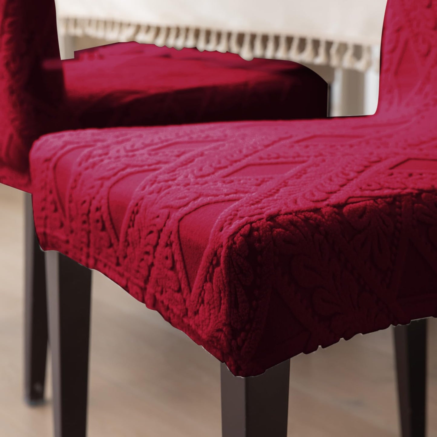 Chair Cover Set of 1/2/4/6, 190 GSM Jacquard, Maroon
