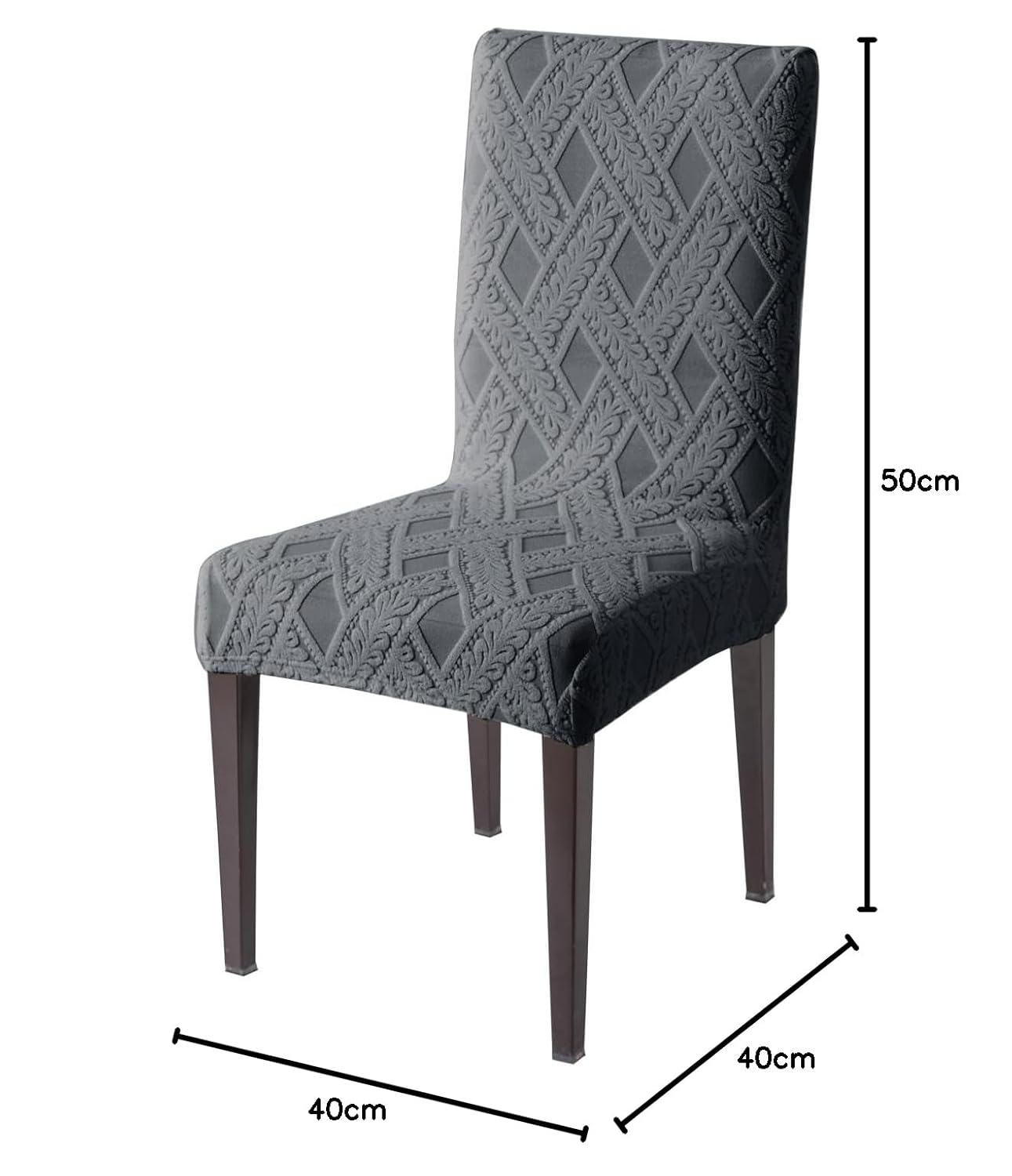 Chair Cover Set of 1/2/4/6, 190 GSM Jacquard, Dark Grey