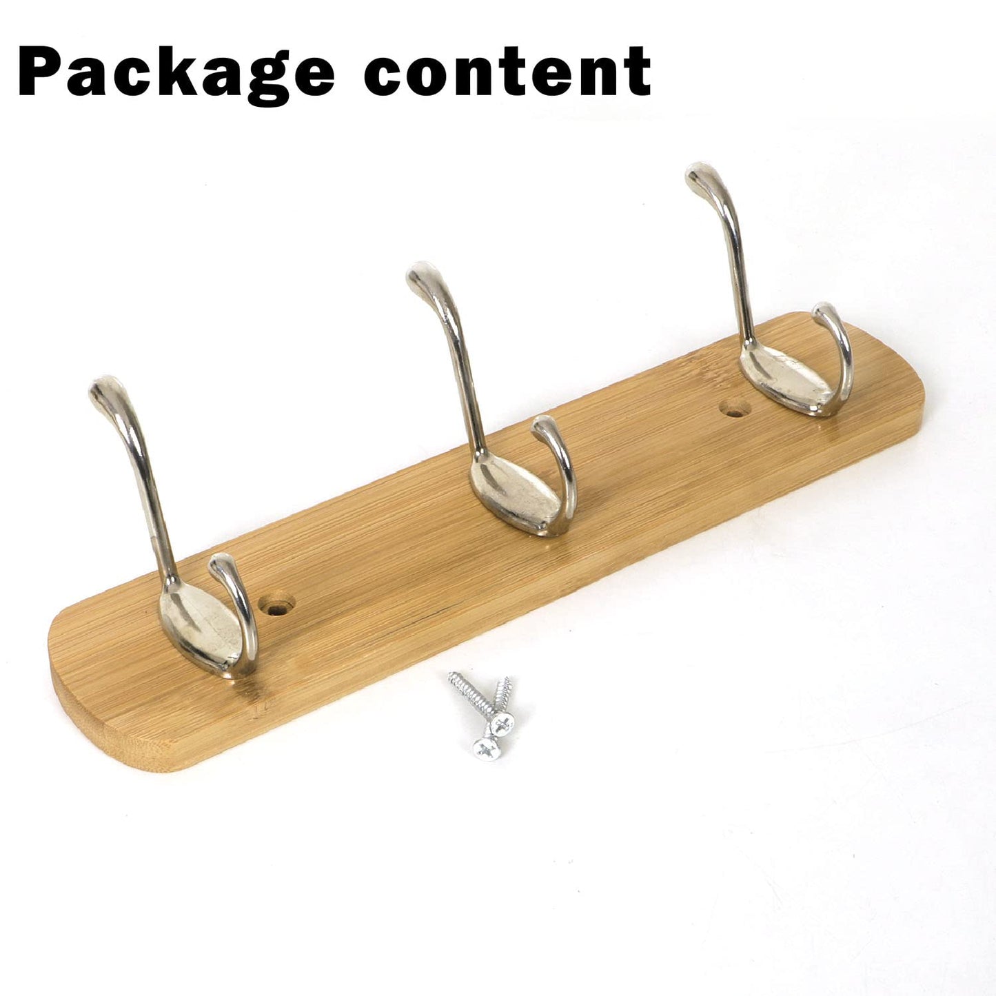 Bamboo Wooden Wall Mounted Hook Rail for Hanging Clothes - 3/4/5 Hooks Rail