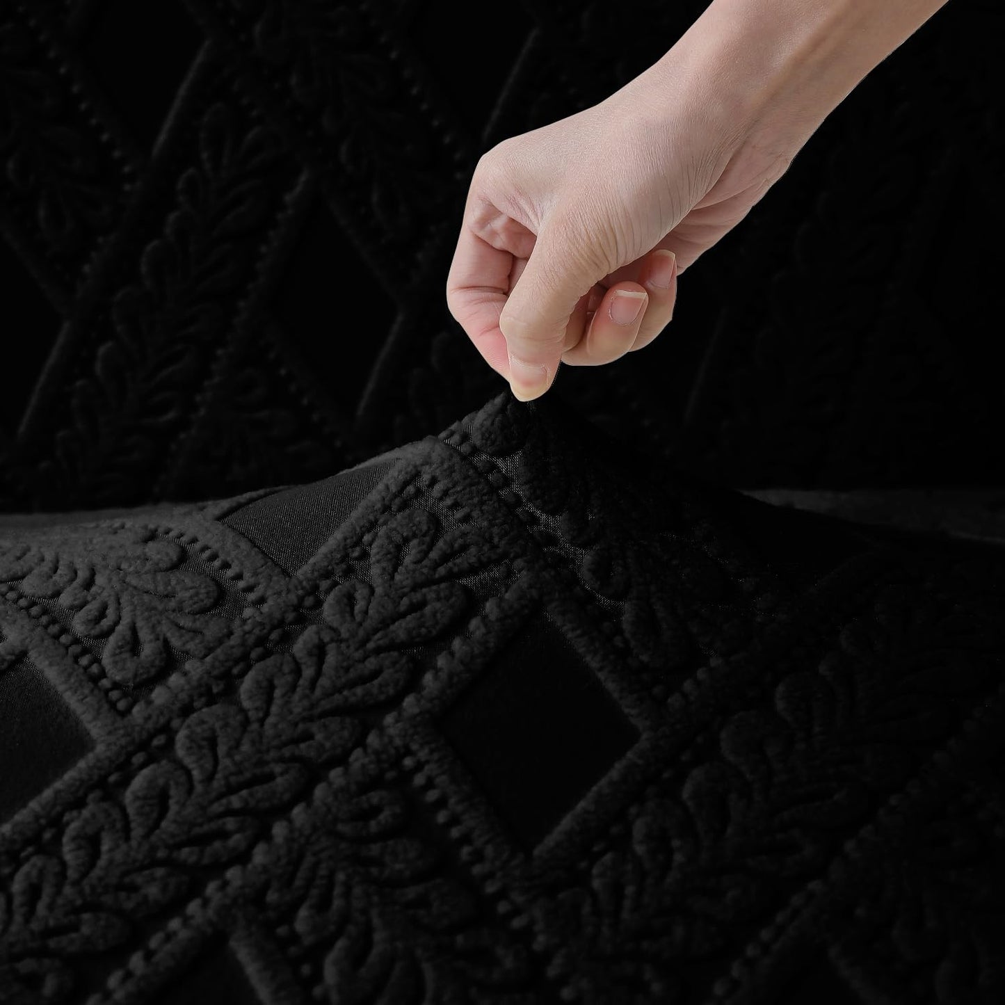 Chair Cover Set of 1/2/4/6, 190 GSM Jacquard, Black