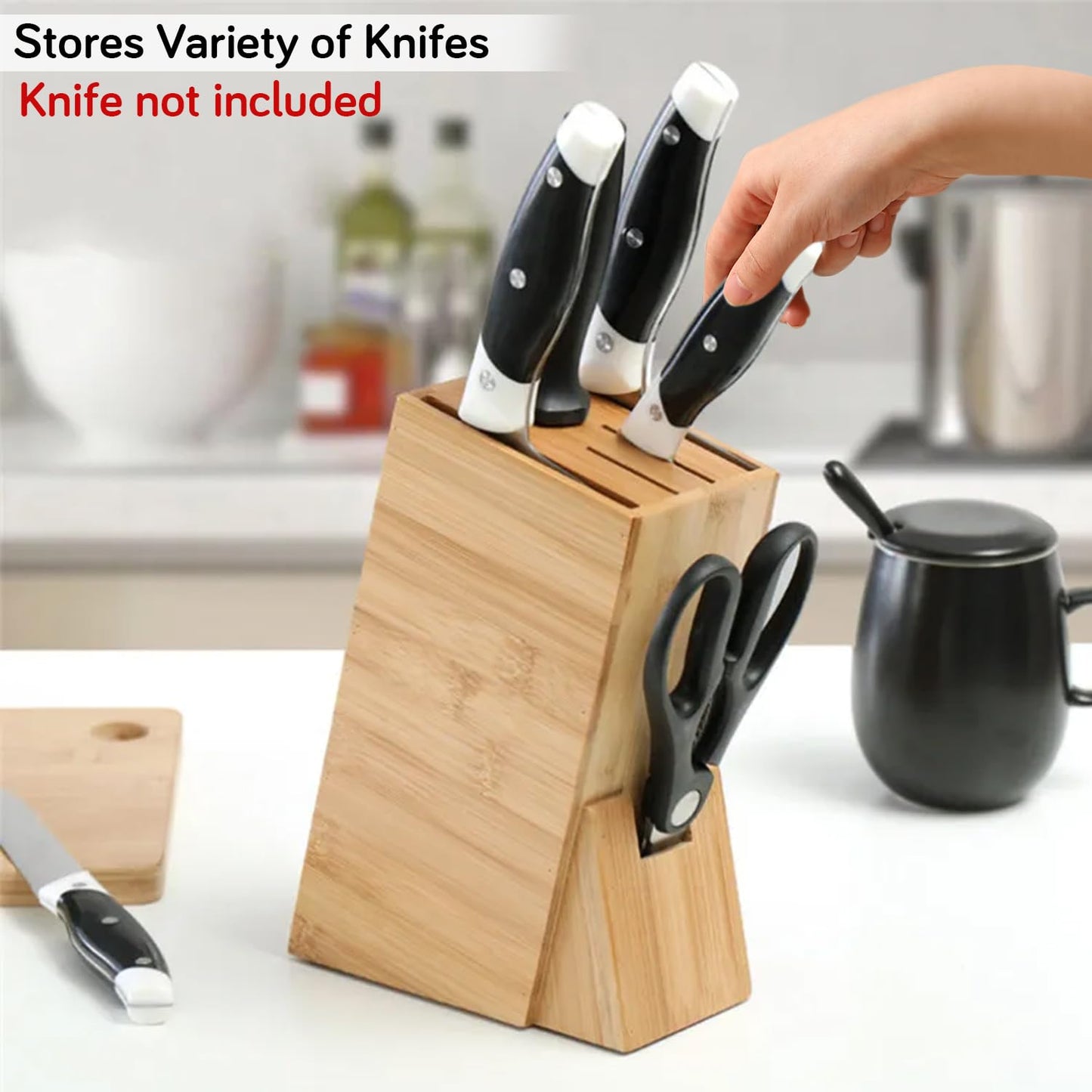 Wooden Knife Holder for Kitchen with 5 Slots