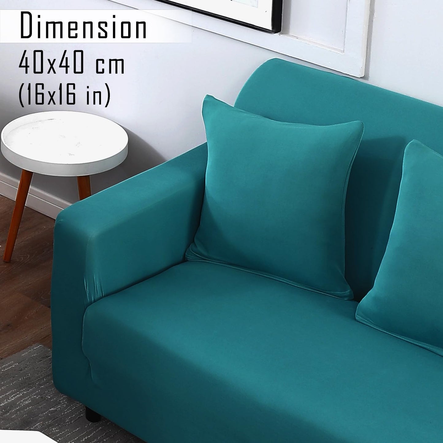 Plain Dark Cyan zippered sofa cushion covers set of 2