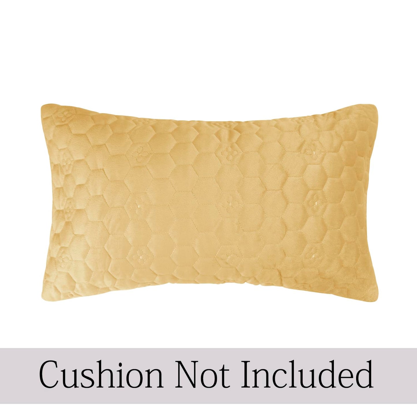 Buy Mustard Colour Premium Zippered Hexagonal Texture Velvet Cushion Covers | Rectangular Pillows