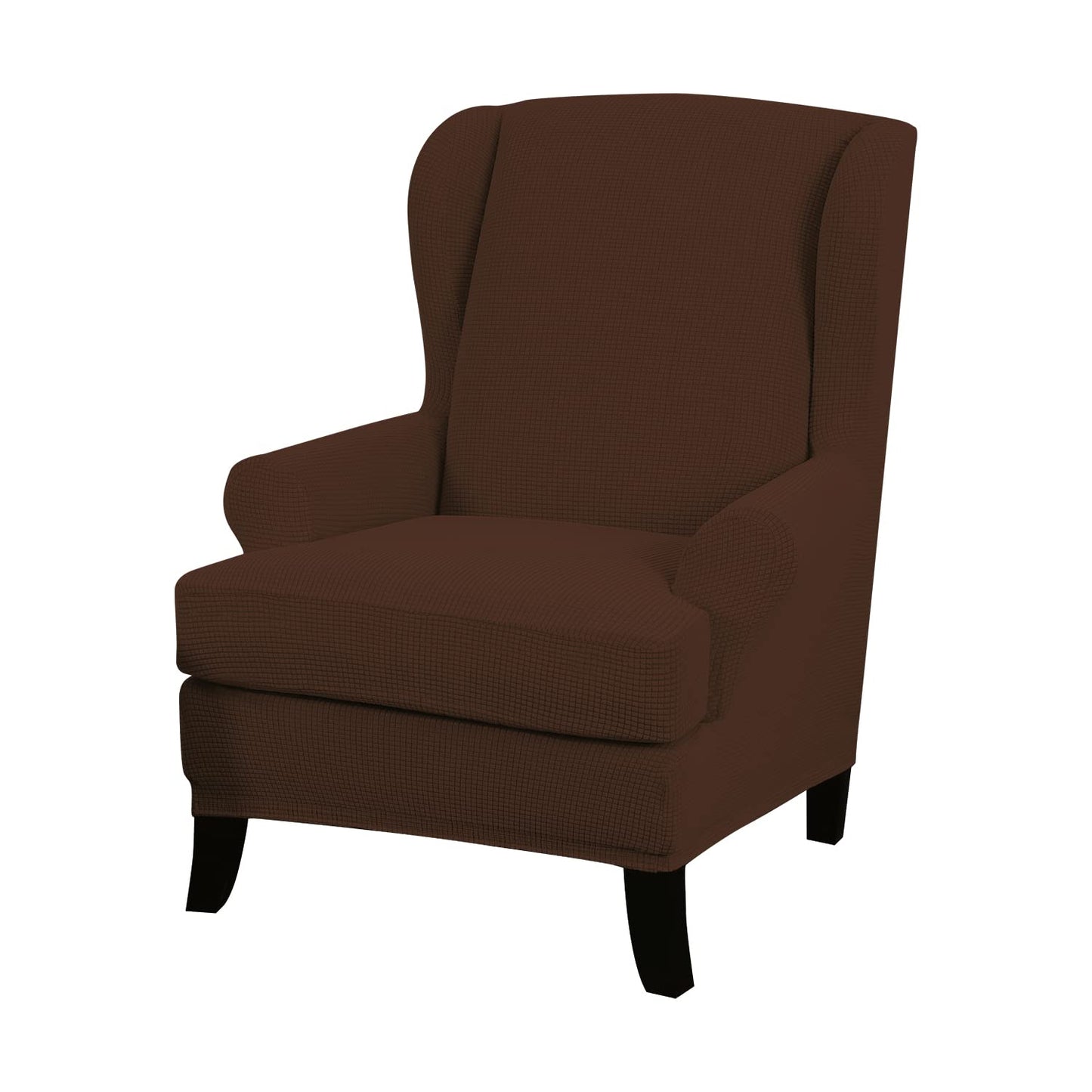 Dark Brown Jacquard Elastic Chair Covers for Wingback Chairs