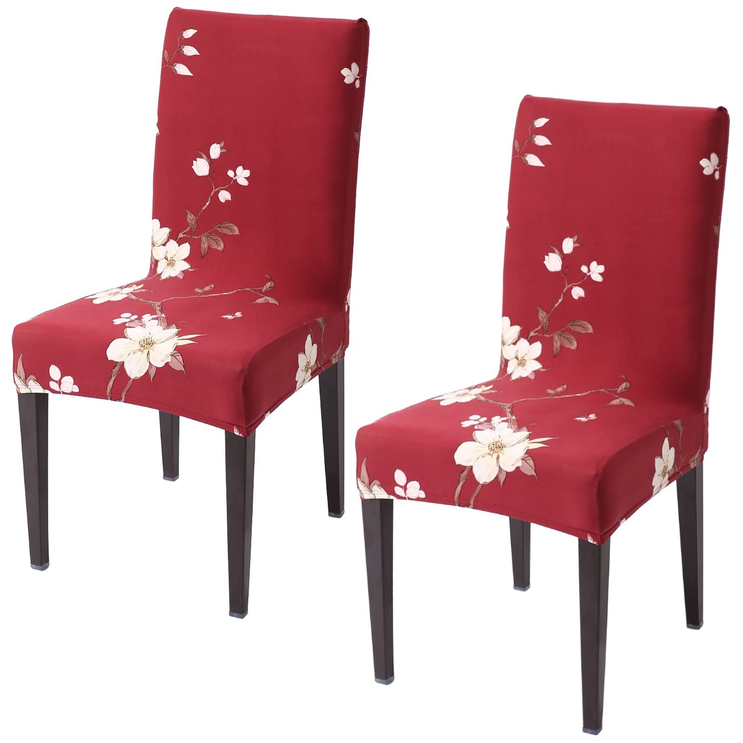 Elastic Stretchable Dining Chair Cover, Red White Jasmine Flowers