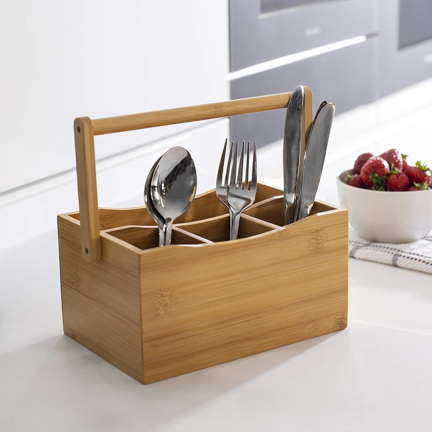 Wooden Cutlery Holder for Kitchen Dining Table Culery Stand Caddy