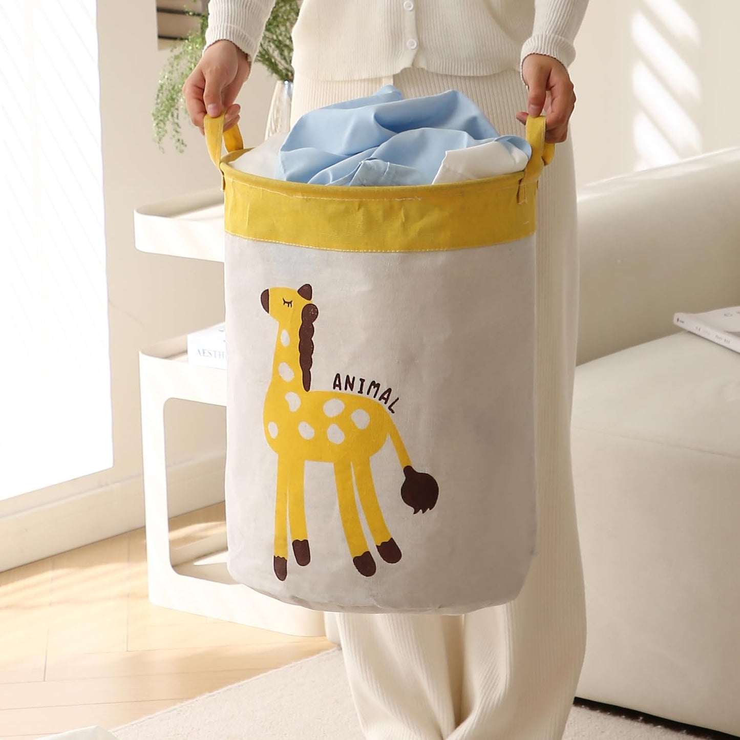 Kids Laundry Bag for Clothes, Toy Storage Basket, Giraffe