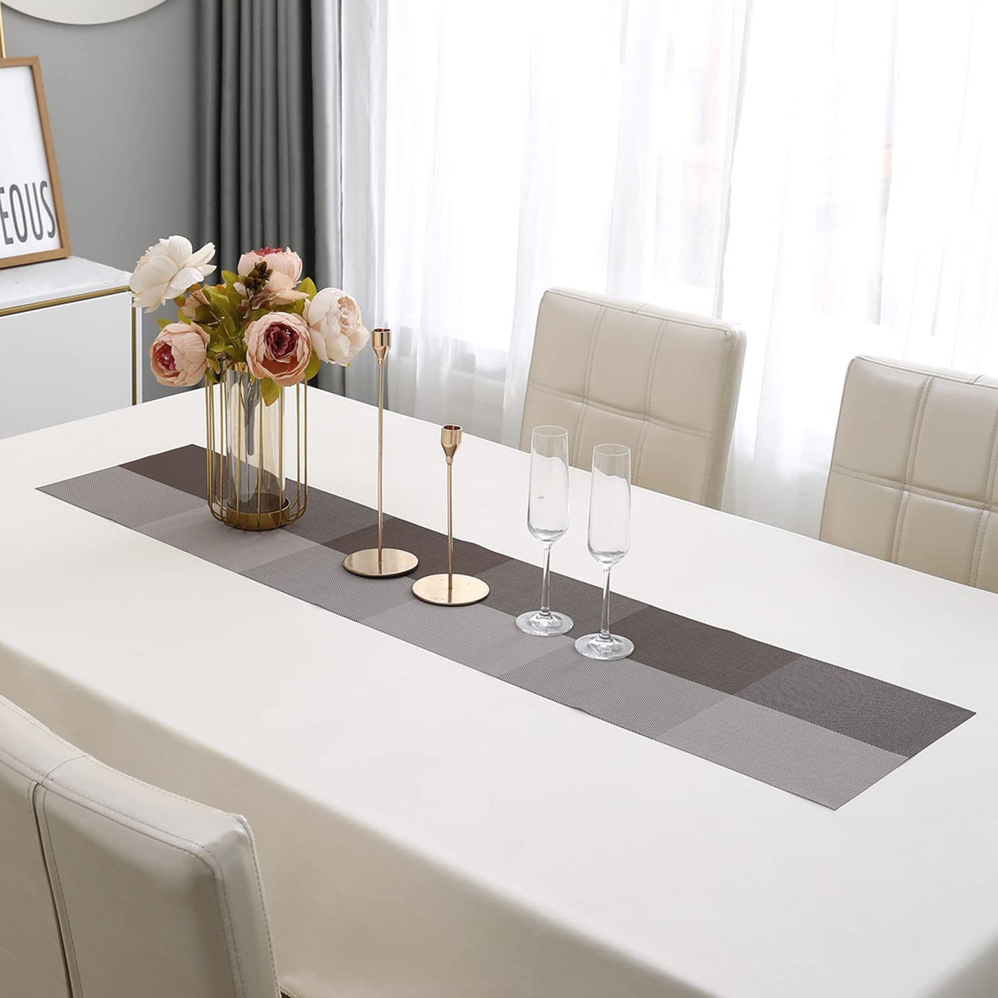 PVC Dining Table Runner, Brown
