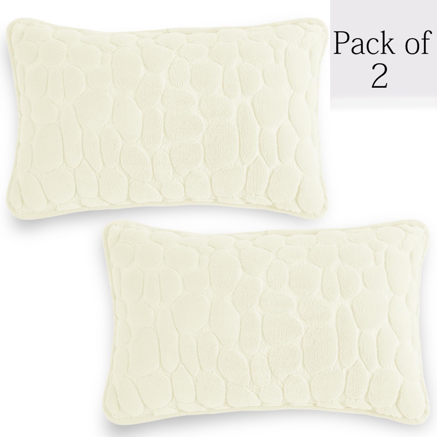Buy Bliss White Colour Premium Zippered Pebble Texture Milk Velvet pillow covers in set of 2
