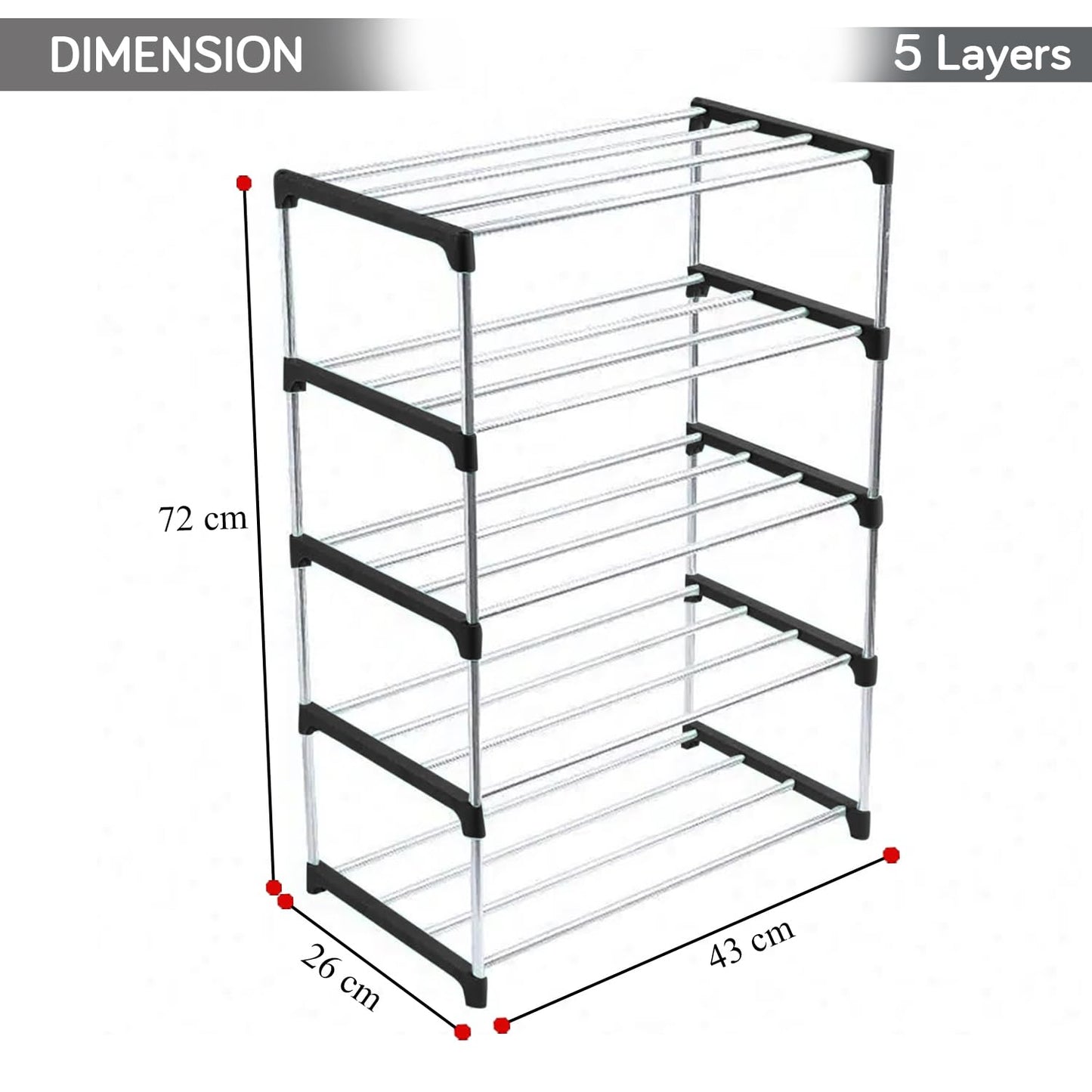 3/5 Layer Metal Shoe Rack for Home Outdoor Shoe Stand Organiser, Black