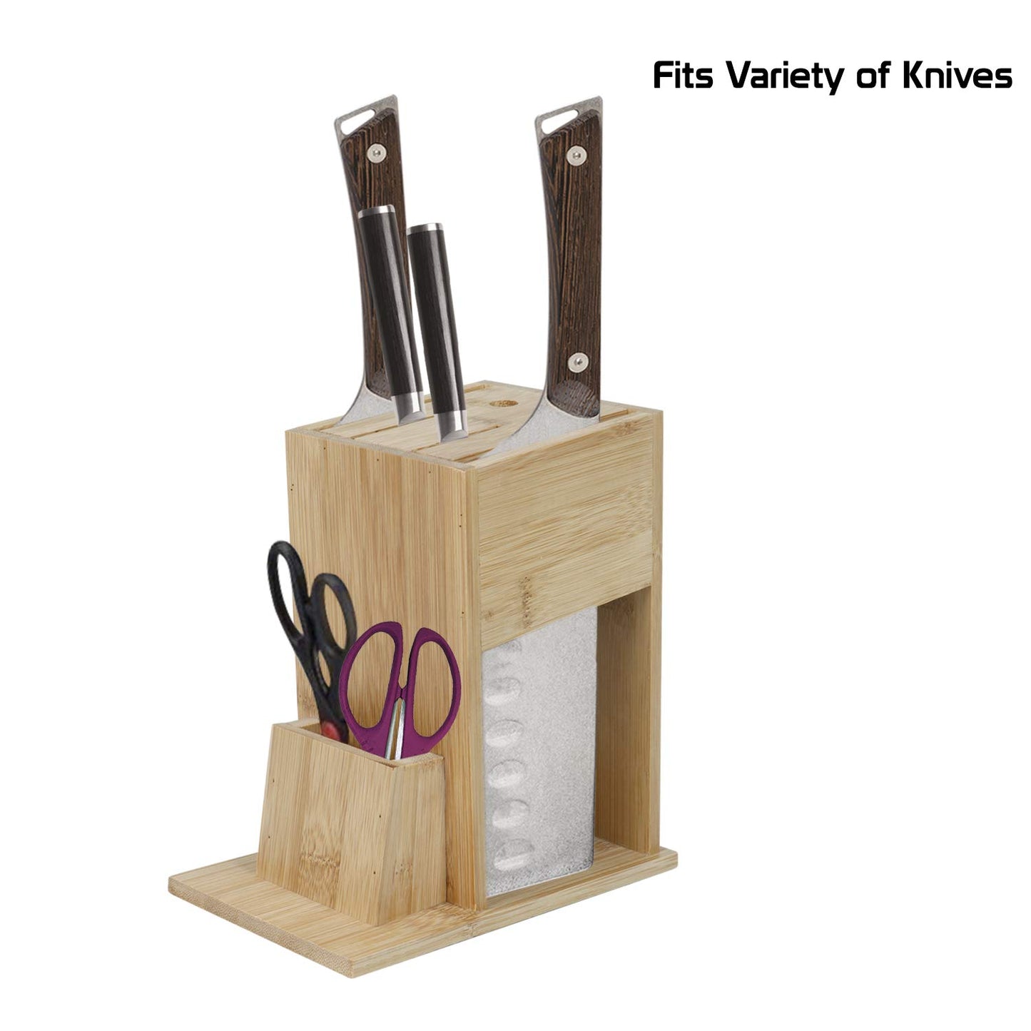 Wooden Knife Holder for Kitchen, Universal Knives Holder Stand with 5 Slots.