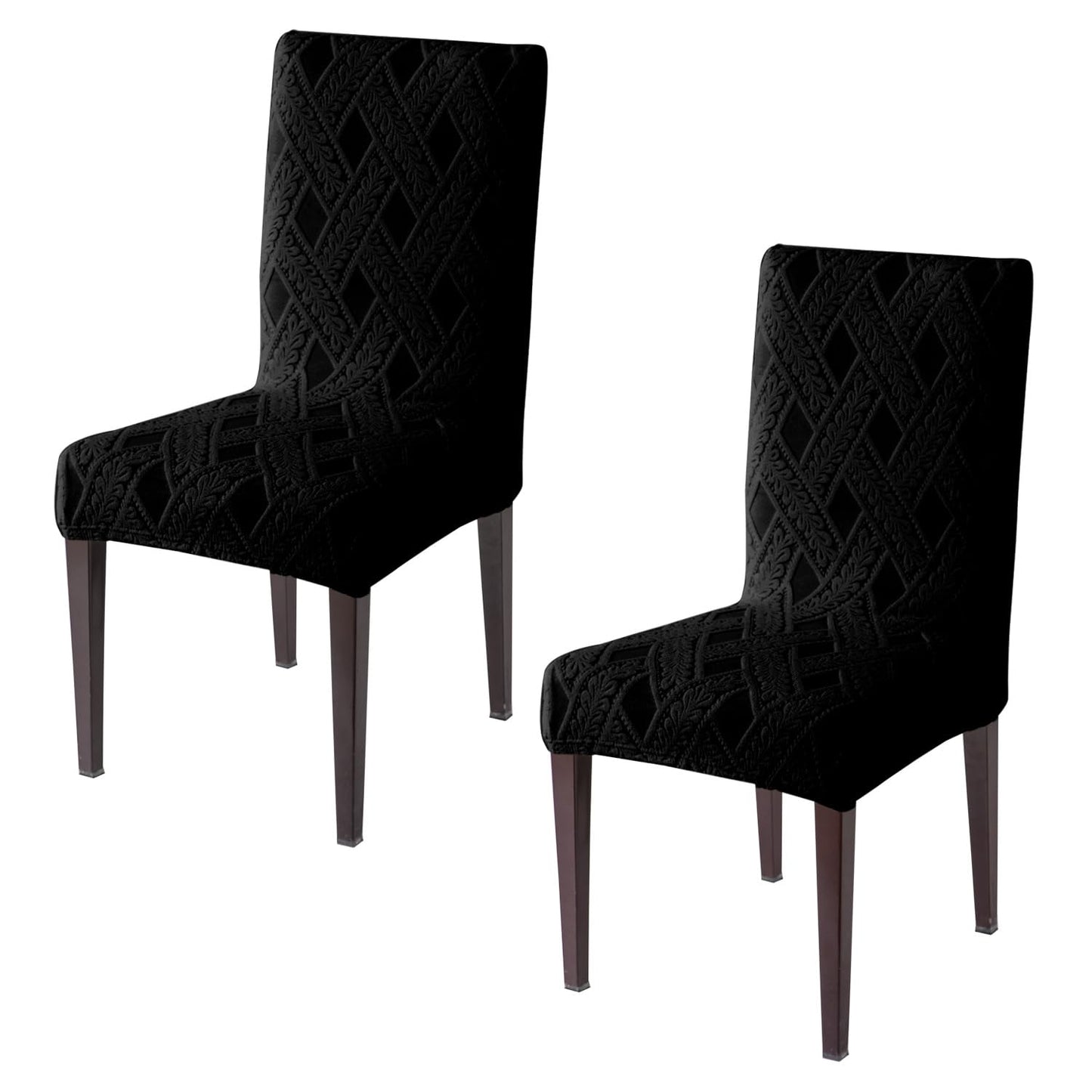 Chair Cover Set of 1/2/4/6, 190 GSM Jacquard, Black