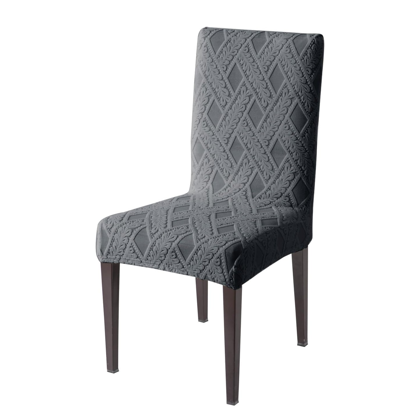 Chair Cover Set of 1/2/4/6, 190 GSM Jacquard, Dark Grey