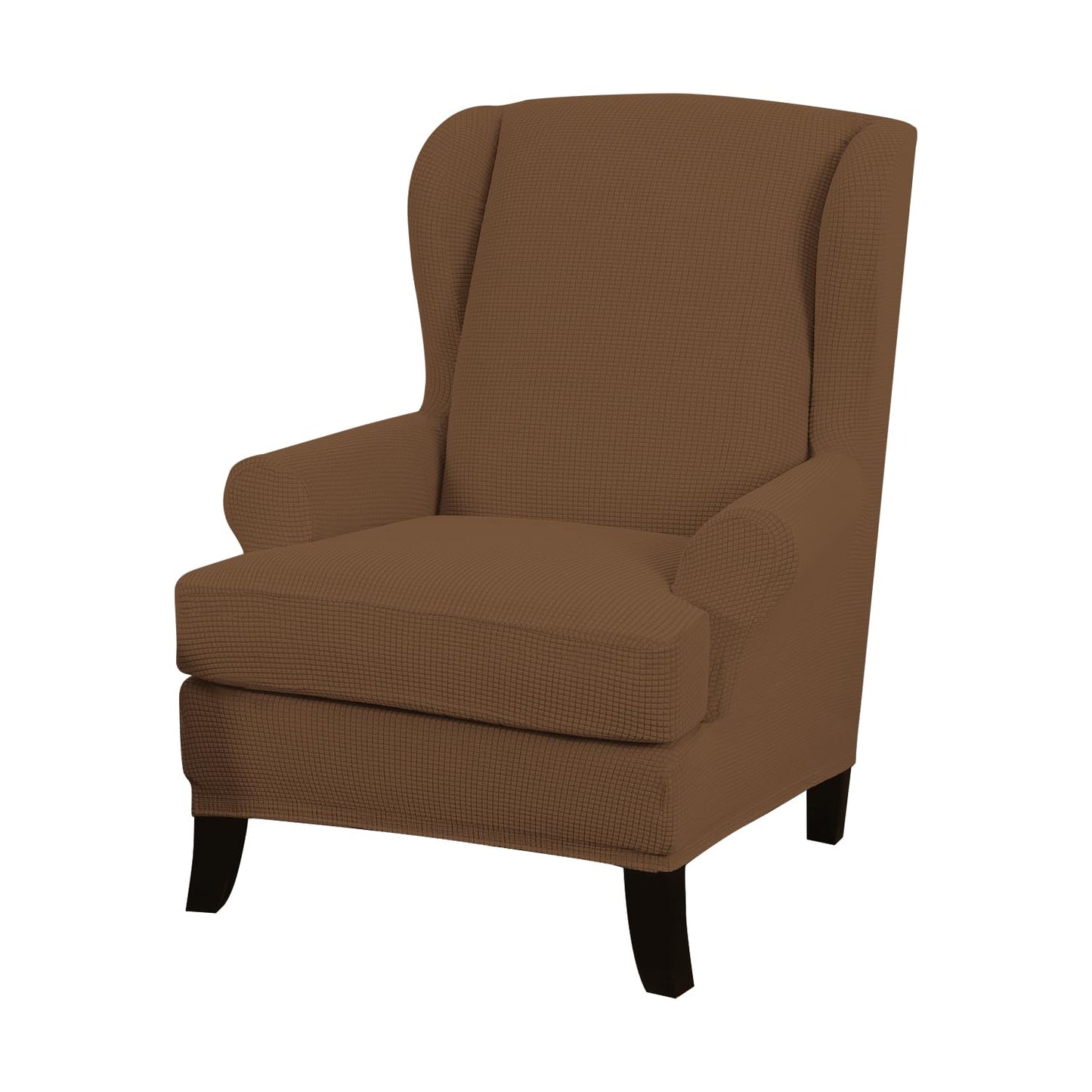 Light Brown Stretchable Jacquard Wing Chair Covers