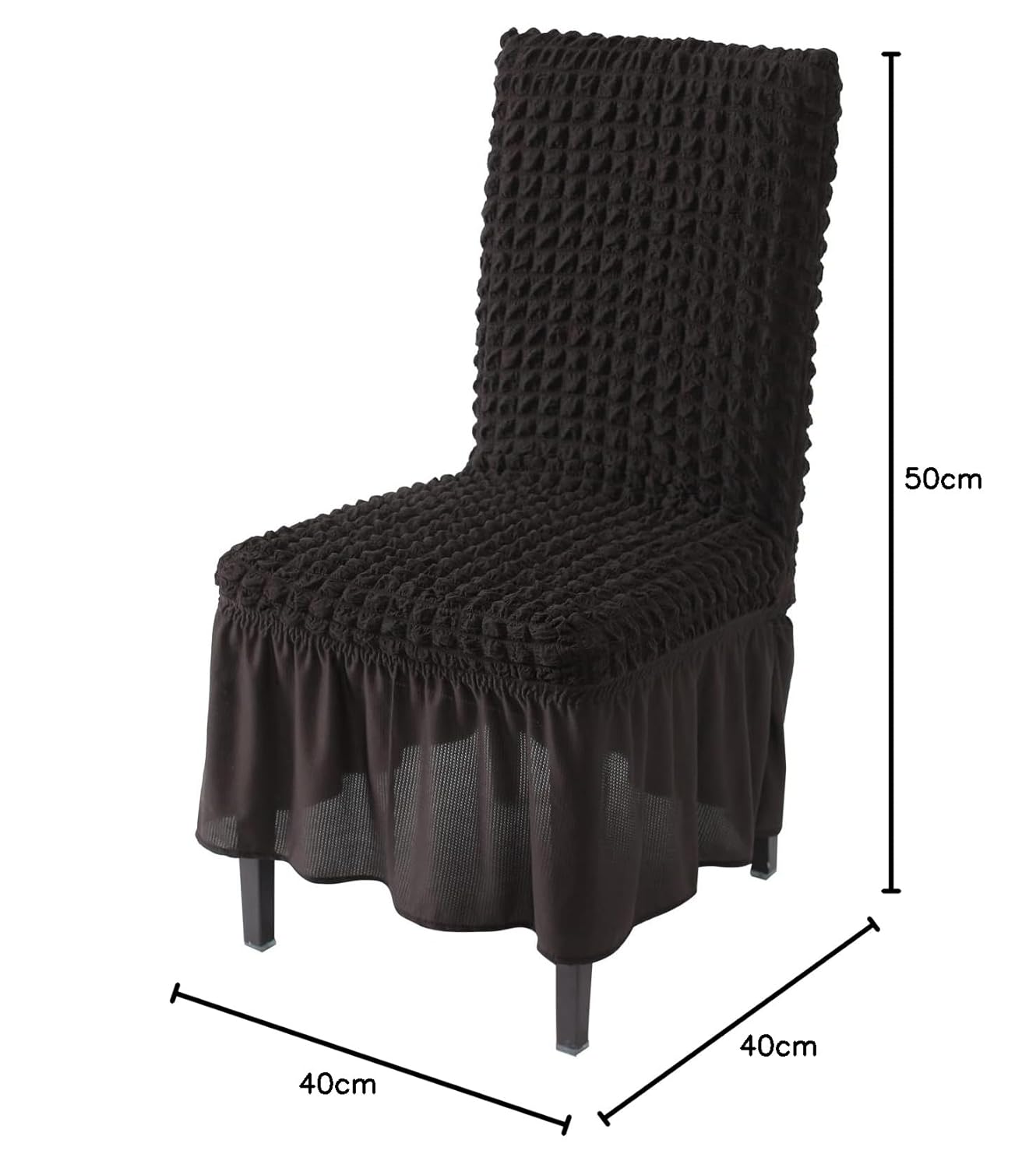 Elastic Stretchable 280 GSM Bubble Dining Chair Cover with Frill, Dark Chocolate