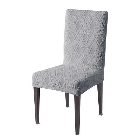 Chair Cover Set of 1/2/4/6, 190 GSM Jacquard, Light Grey