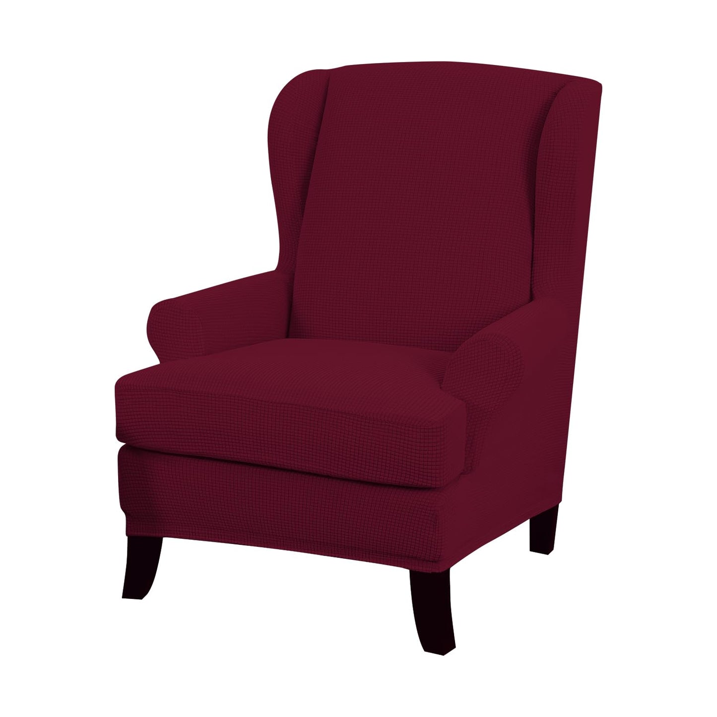 Stylish Wine Jacquard Elastic Chair Covers for Wingback Chairs