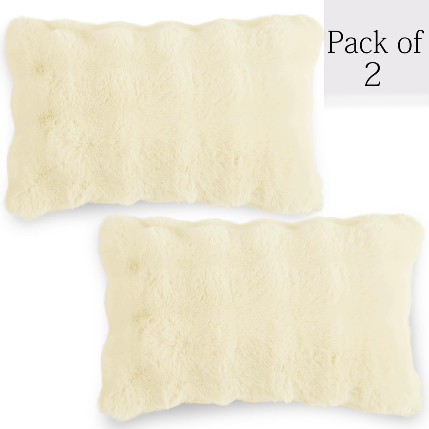 Buy Premium Beige colour Zippered faux rabbit fur Pillow Covers