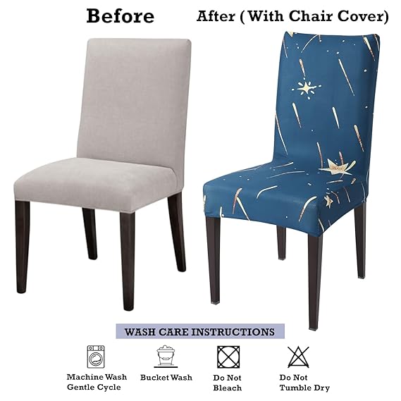 Before and after using stretchable dining chair covers for dining chairs