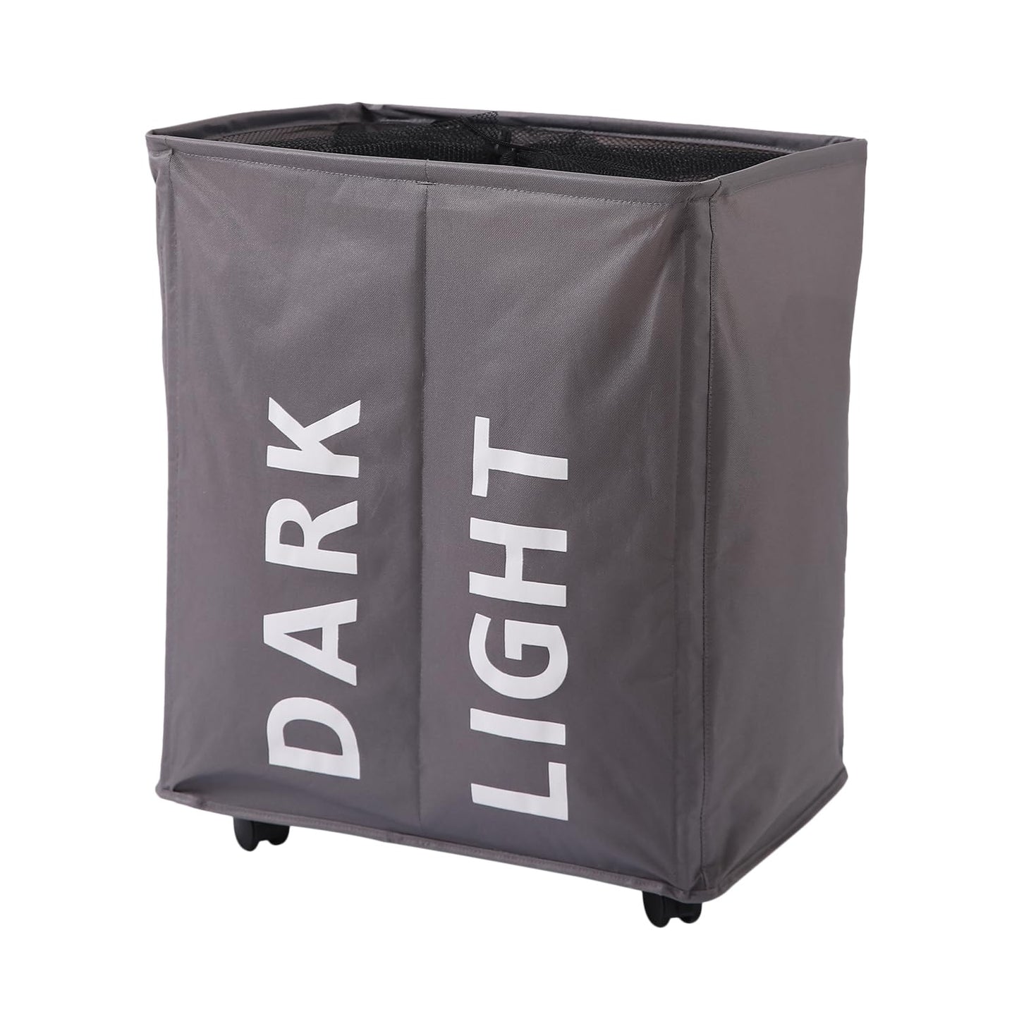 Large Laundry Basket Foldable Hamper With Wheels, Grey