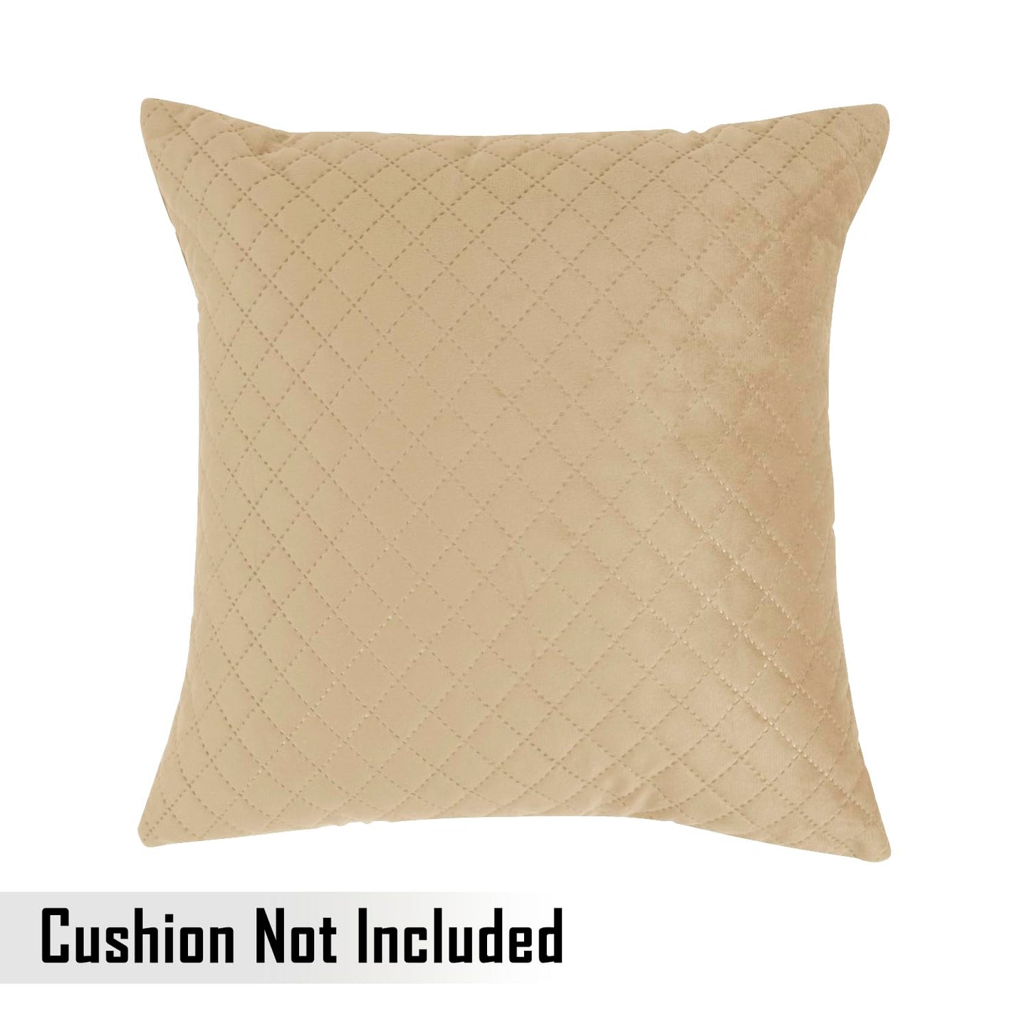 Quilted Velvet Sofa Cushion Cover Pack of 2, Natural Beige