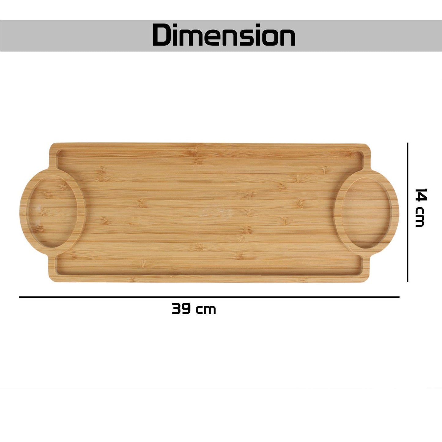 Wooden Bamboo Starter Serving Tray / Dip and Chips Platter - Pack of 2