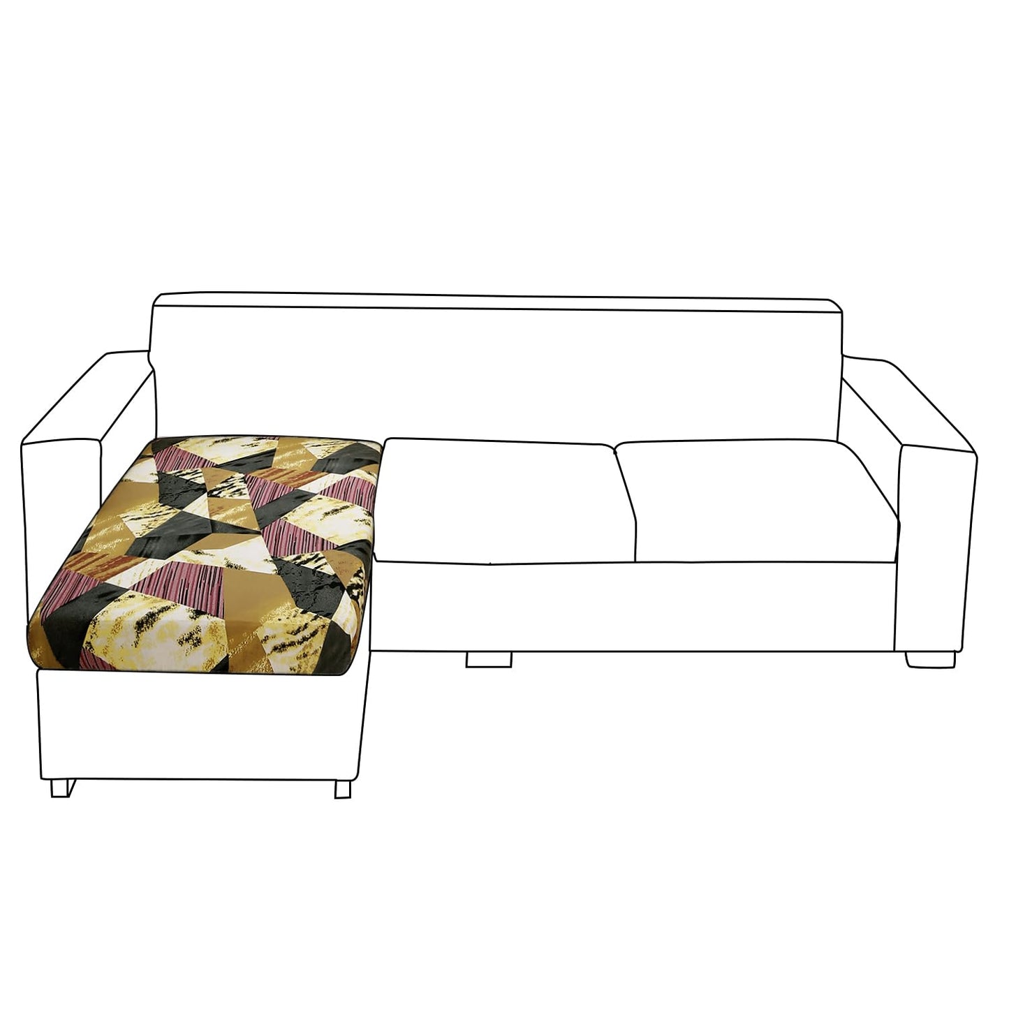 140 GSM Stretchable Printed Elastic Sofa Cushion Seat Cover for 1 /2 /3 Seaters / Pieces for Sofa, Wine Abstract Geometry