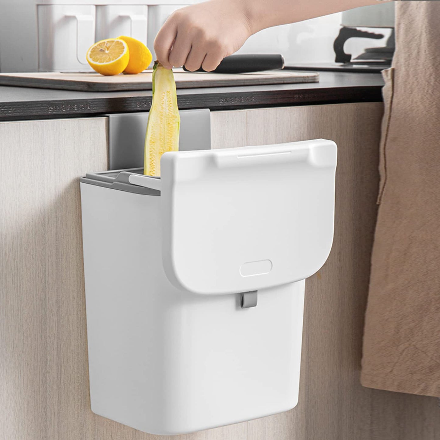 Plastic Hanging/Wall Mounted Dustbin For Bathroom Toilet Kitchen Home Or Office, White, Pack Of 1, Open-Top