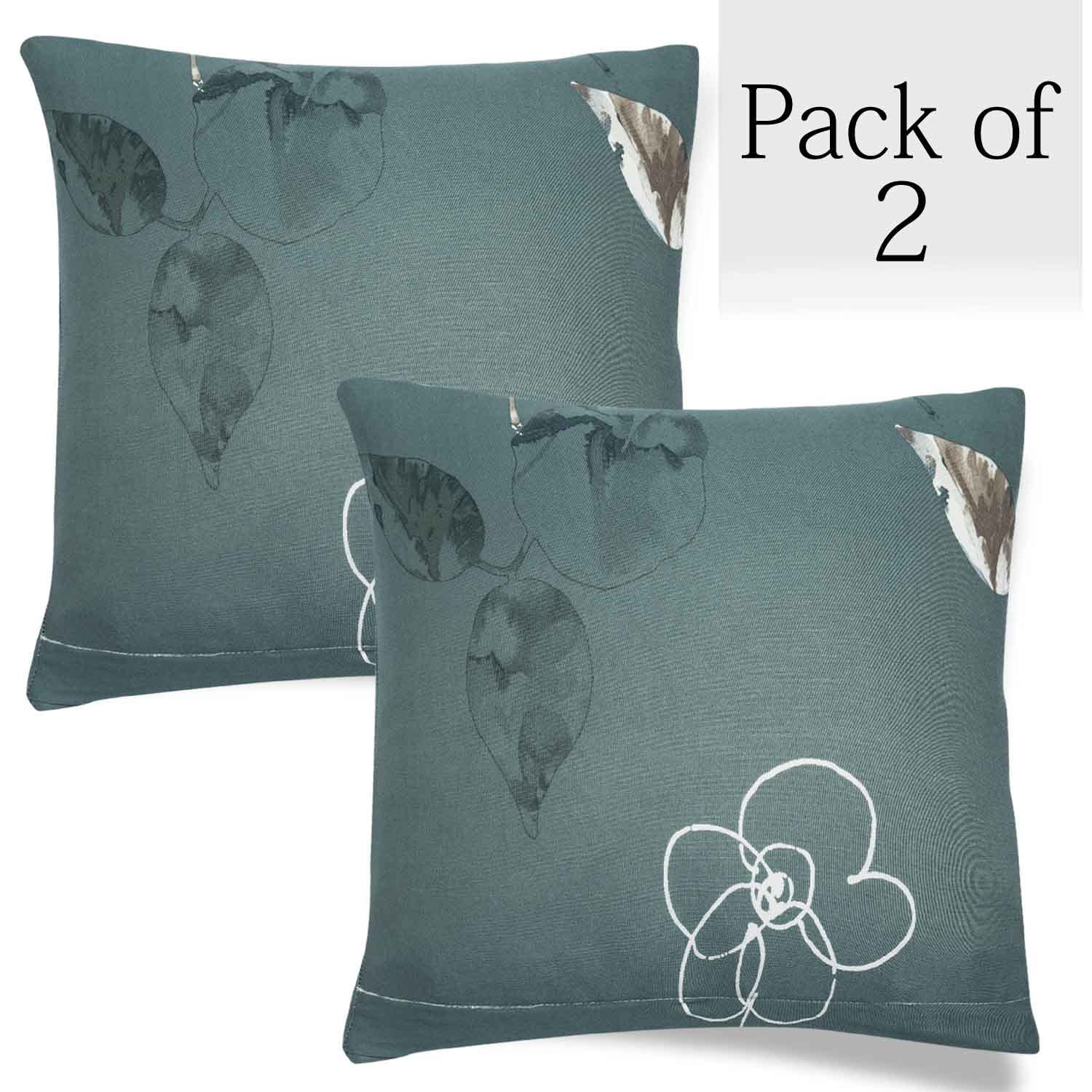 Smokey Grey Print 16x16 zippered square sofa pillow covers Set of 2