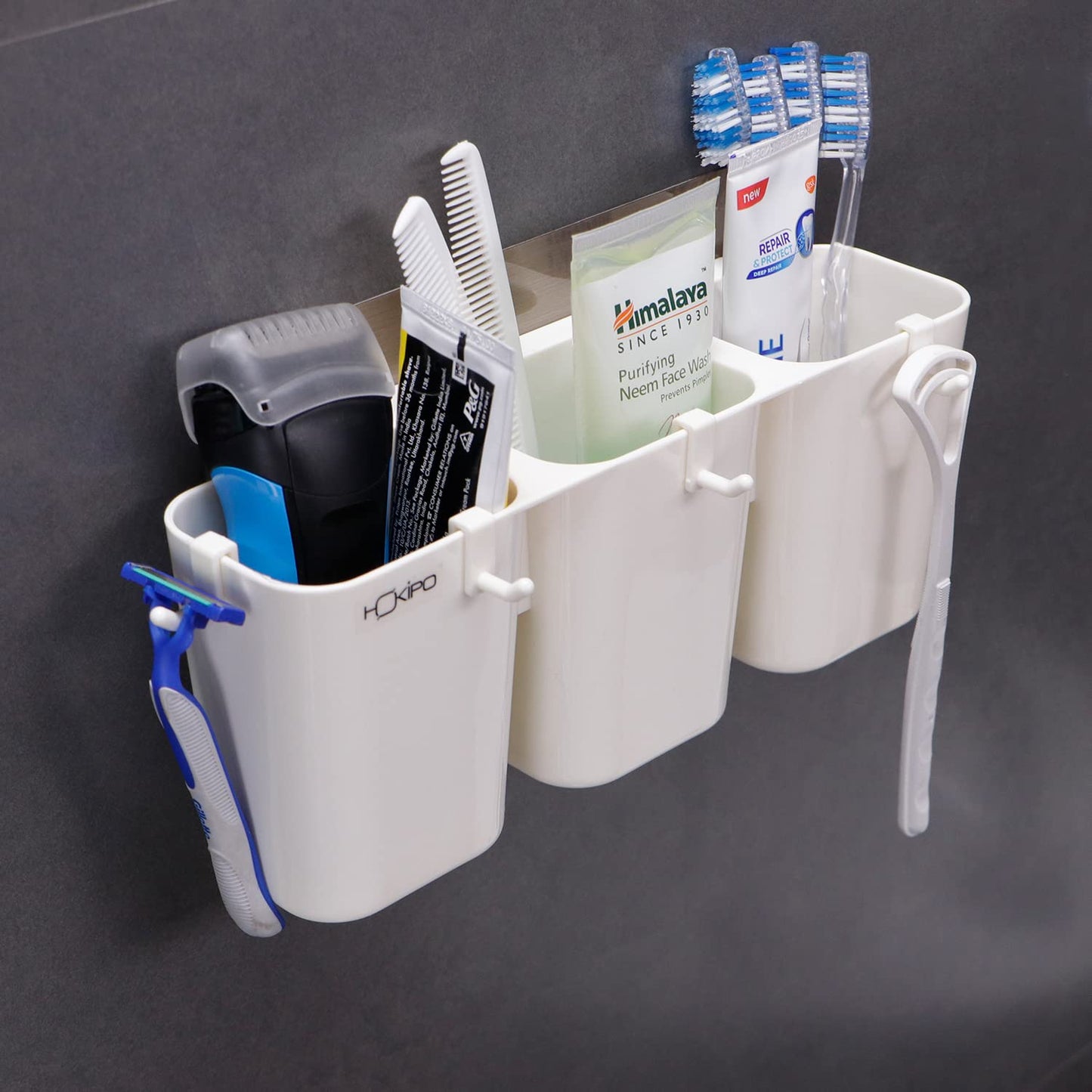 Self Adhesive Plastic Storage Rack For Bathroom/Wash Basin Shower Accessories,White