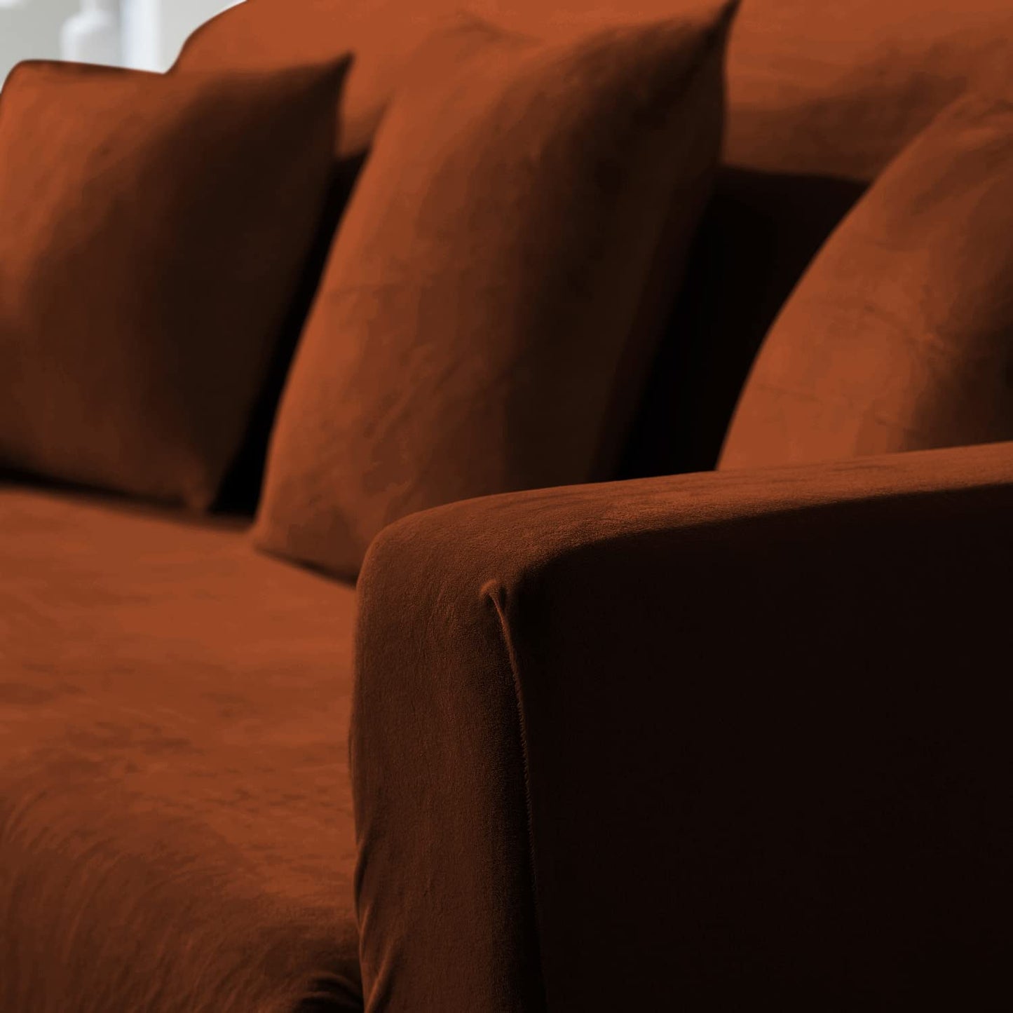 Elastic Stretchable Premium Velvet Sofa Cover, Rustic Brown