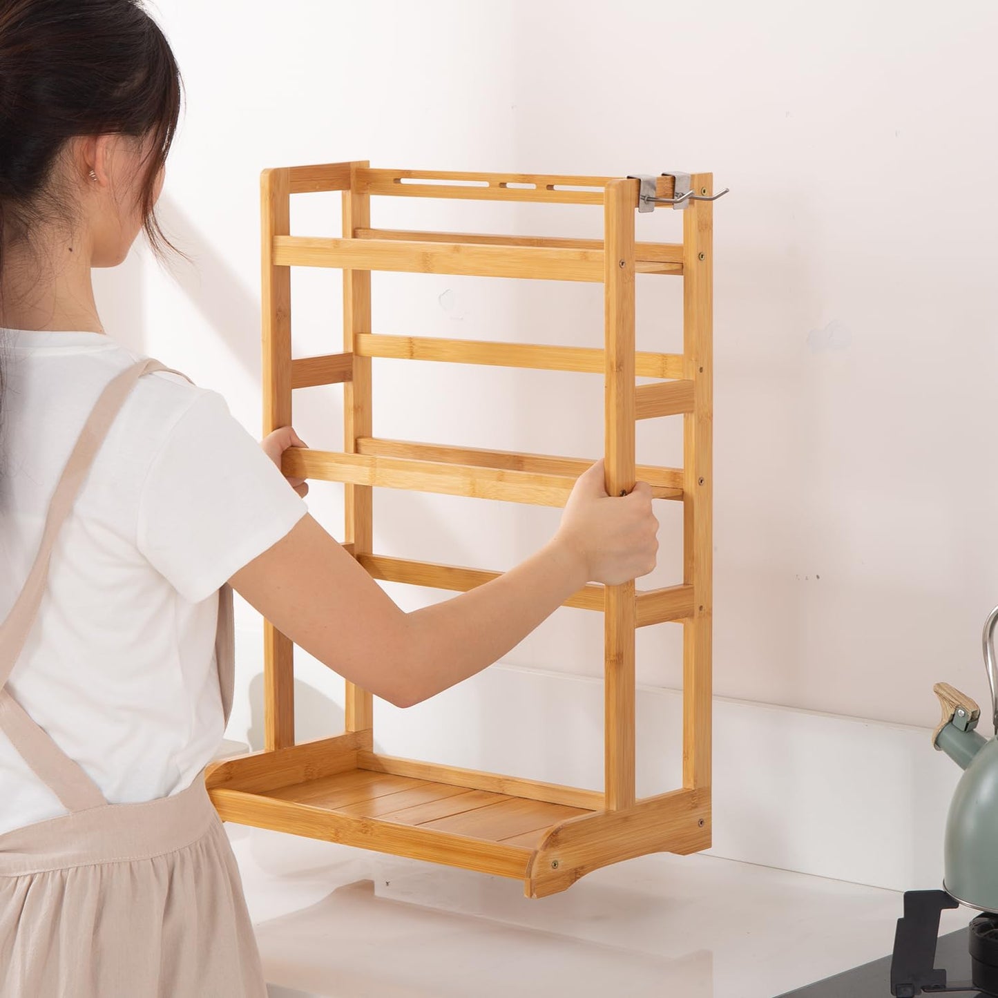 3 Tier Bamboo Spice Rack Organizer for Kitchen Platform Counter Top Rack Storage Shelf Stand, 25D x 42W x 61H cm