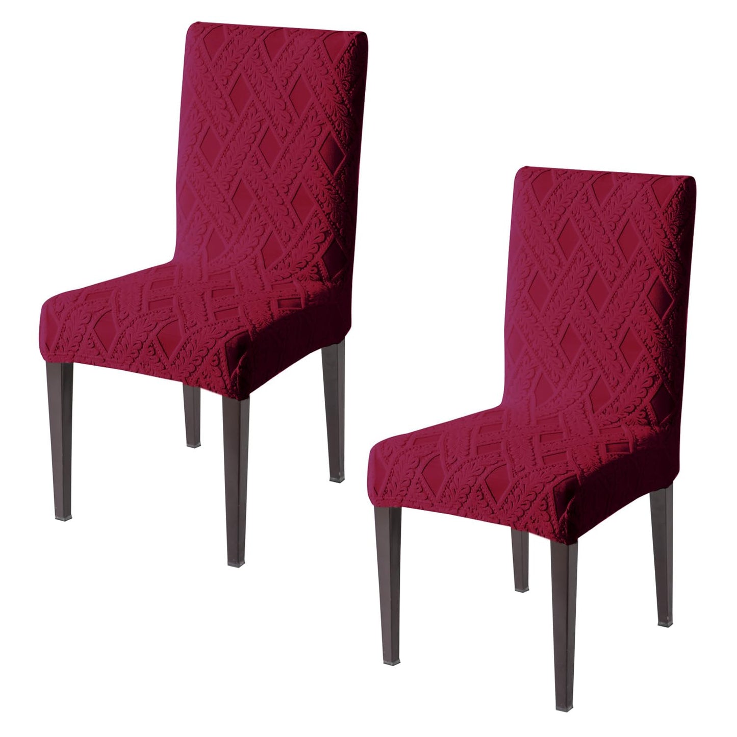 Chair Cover Set of 1/2/4/6, 190 GSM Jacquard, Maroon