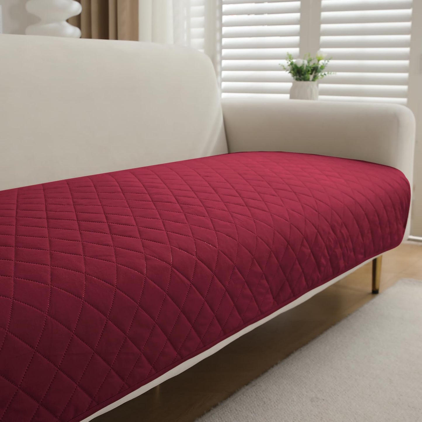 HOKIPO Waterproof Anti-Slip Quick Dry Sofa Seat Mat for 1/2/3 Seater, Maroon