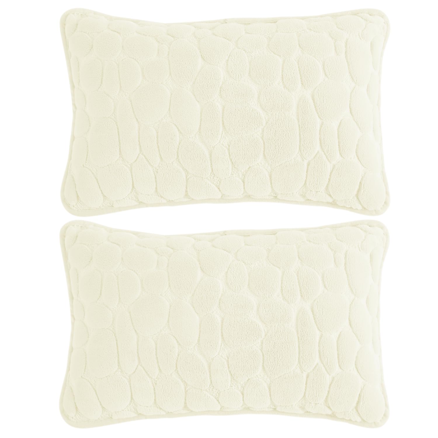 Buy Cute Bliss White colour Zippered Pebble Texture Milk Velvet Cushion Covers