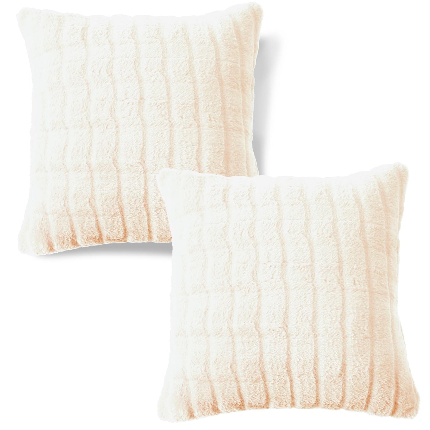 Plush Sofa Cushion Covers Pack of 2, White