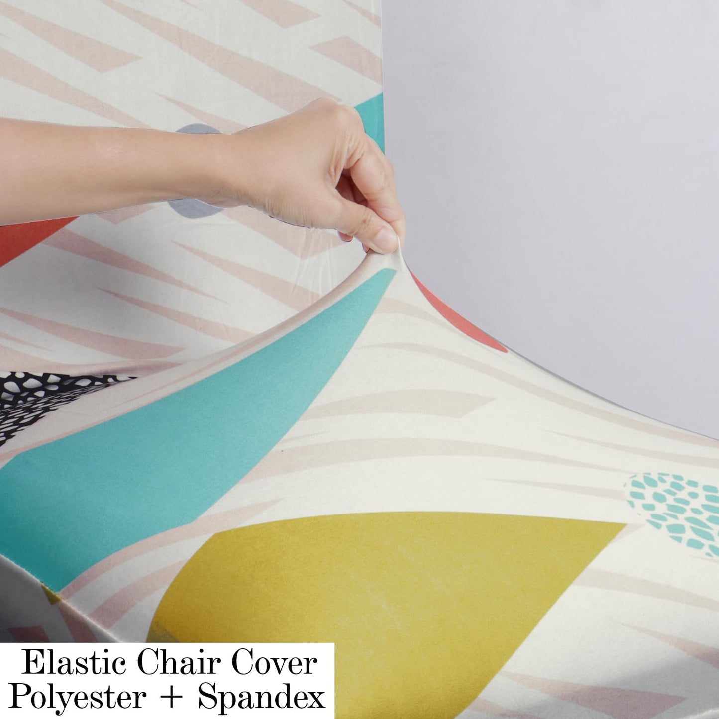 Elastic Dining Chair Covers Set of 4/6 with Matching Tablecloth, Rhombus Multicolor
