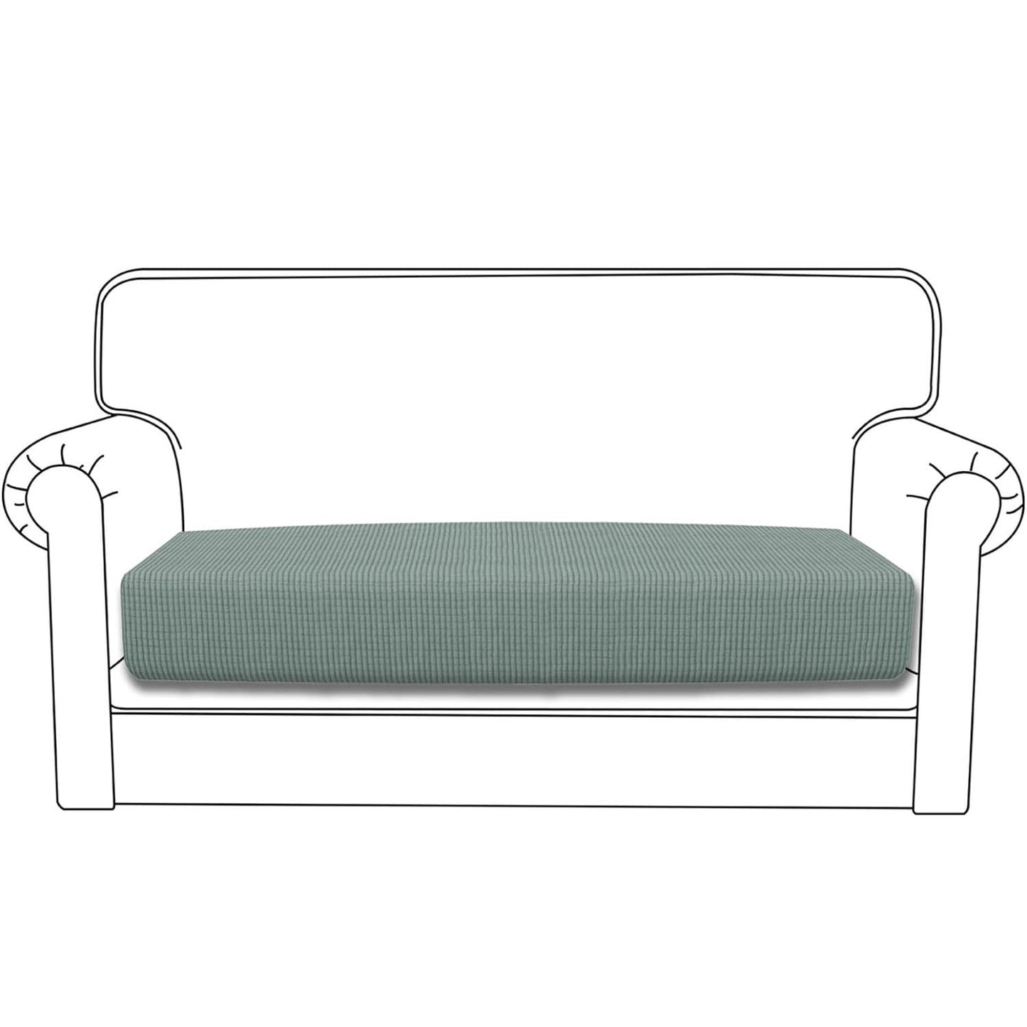 Stretchable Thick Jacquard Textured Seat Cushion Cover for 1/2/3 Seaters / Pieces for Sofa, Green
