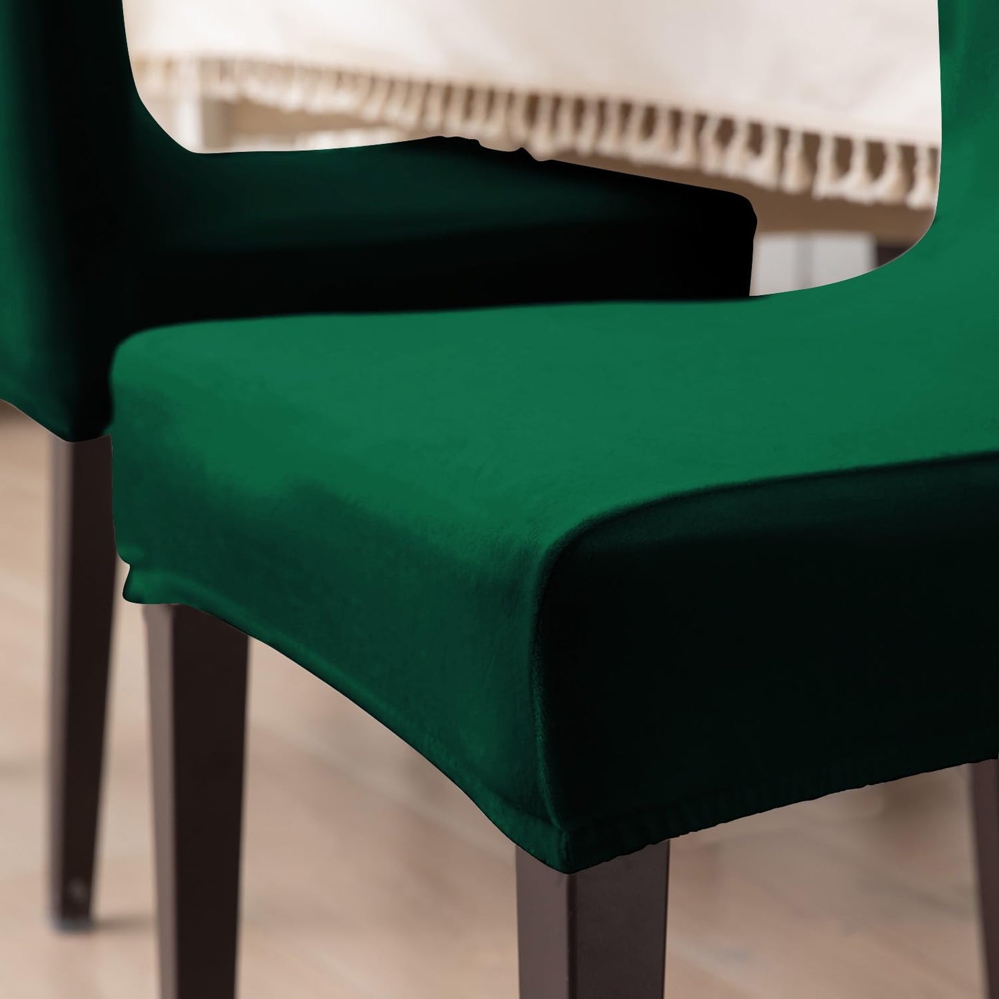 Elastic Stretchable Premium Velvet Dining Chair Cover, Hunter Green