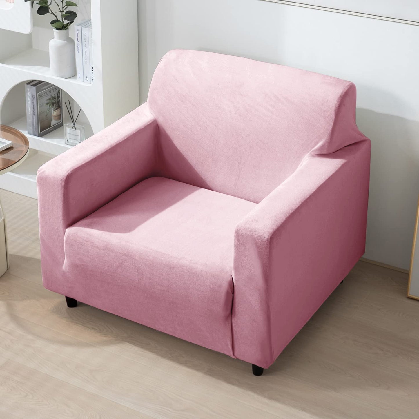 single seater Pink elastic velvet sofa covers